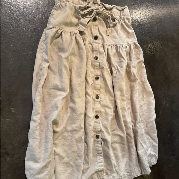 Universal Thread Paperbag Waist Linen Blend Midi Skirt - Picture 3 of 10